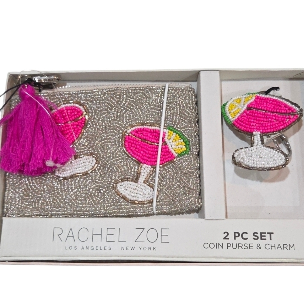 💕▪️ Rachel Zoe ▪️Beaded Martini Coin Purse & Bag Charm